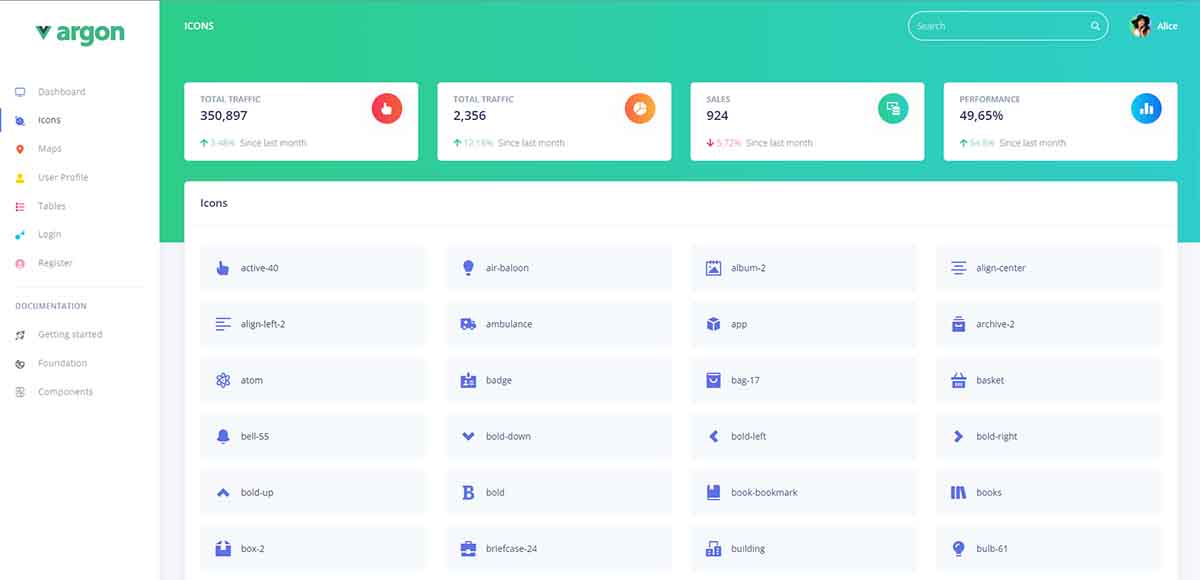 Argon Dashboard Vue.js - UI Icons (open-source)