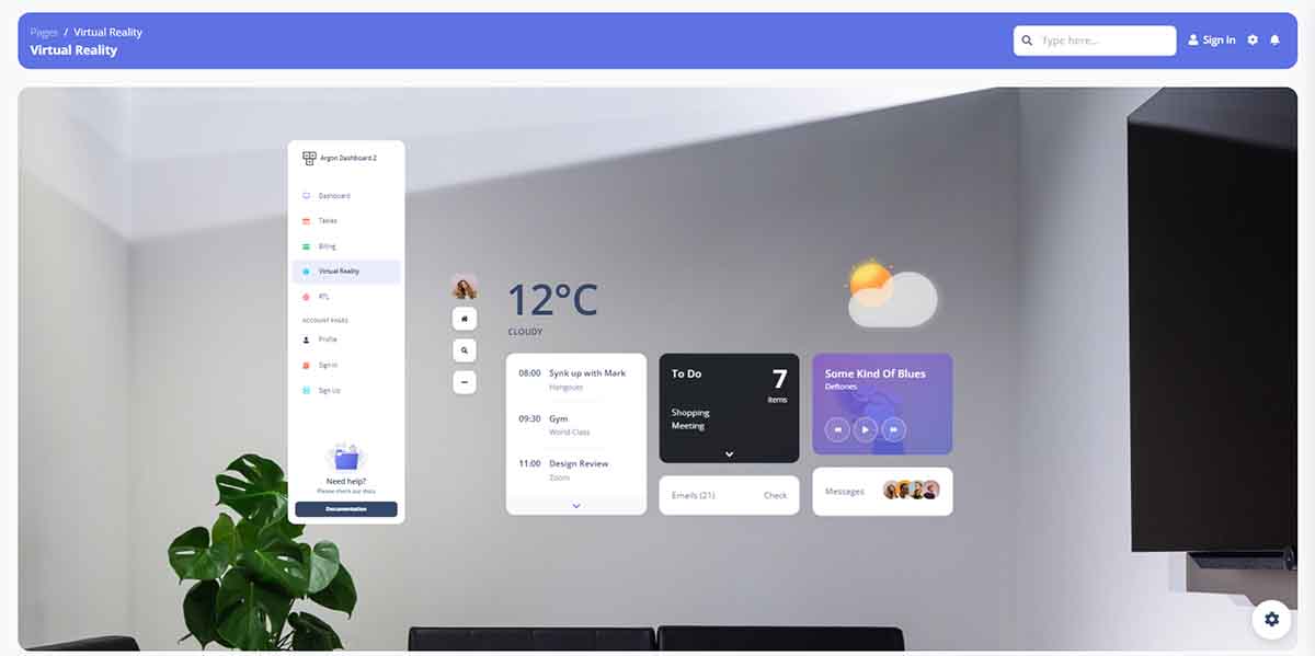 Argon Dashboard Tailwind - VR Page (open-source)