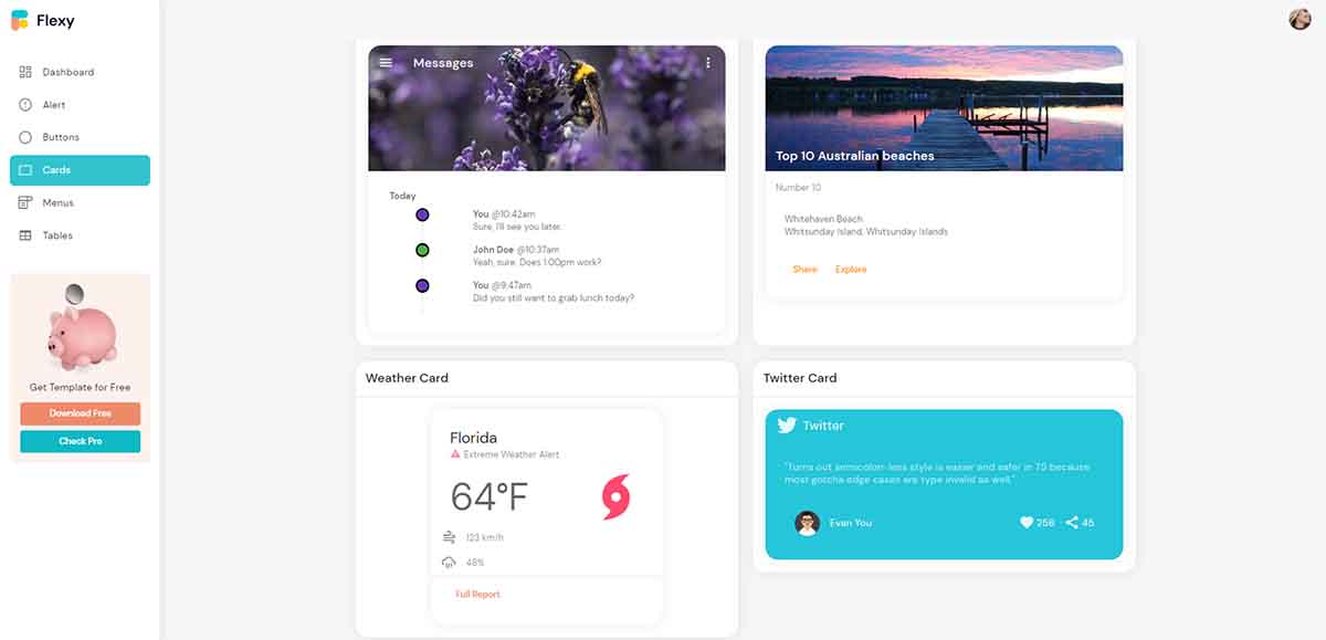 Flexy Vue3 - UI Cards (free template)