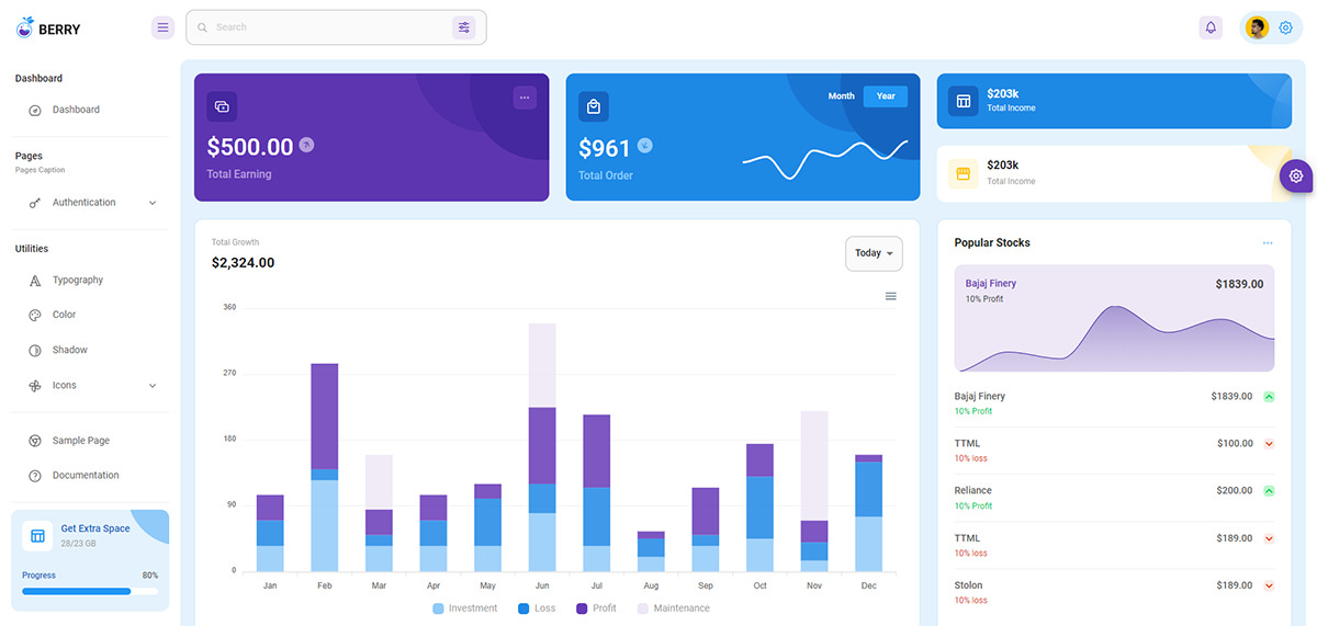 Berry MUI - Free React Template published on Github