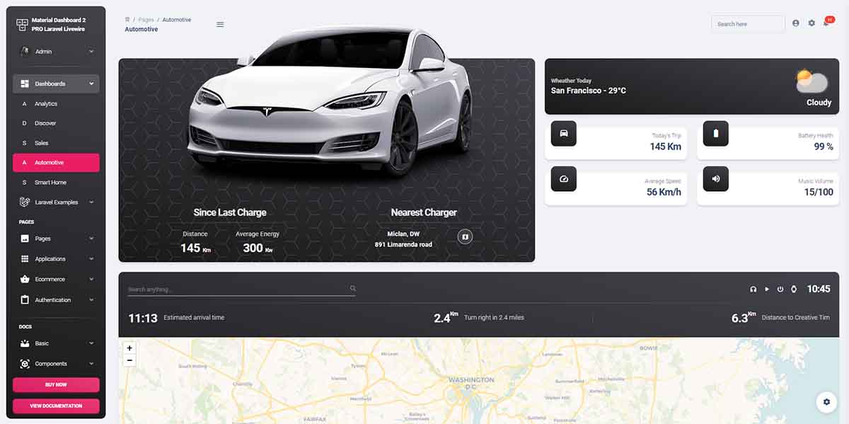 Material Dashboard Laravel - Automotive Page (premium starter)