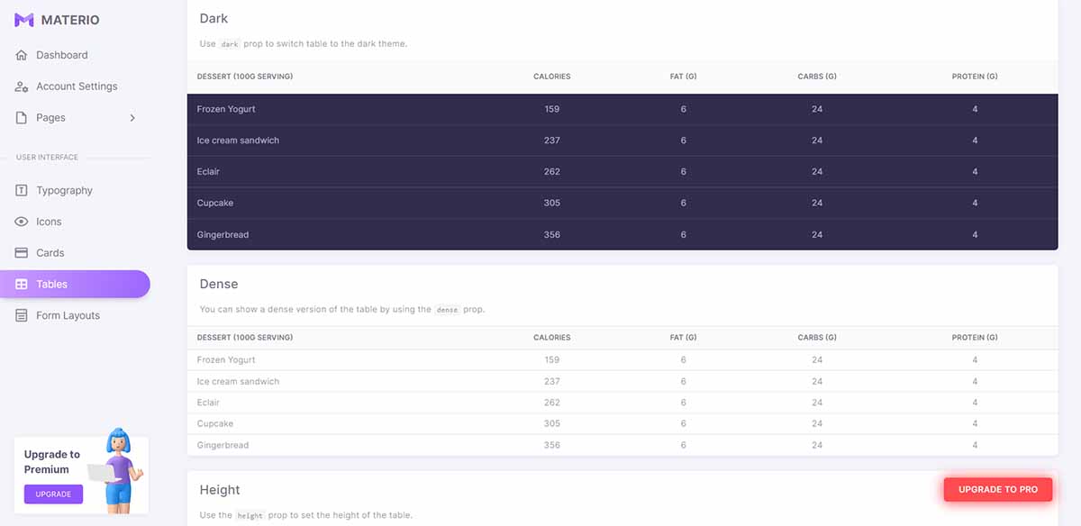 Materio Vuetify Admin - UI Tables (Open-Source Template)