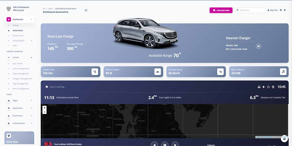 Laravel Soft UI Dashboard PRO - Automotive Page (premium starter)