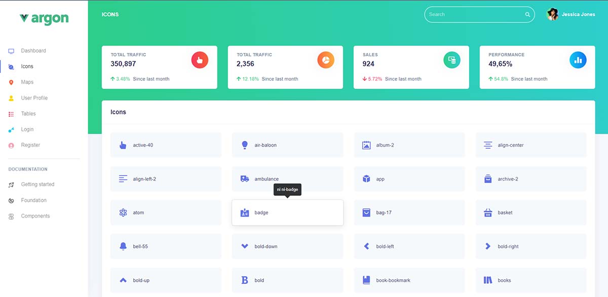 Vue Argon Dashboard - UI Icons (free template)