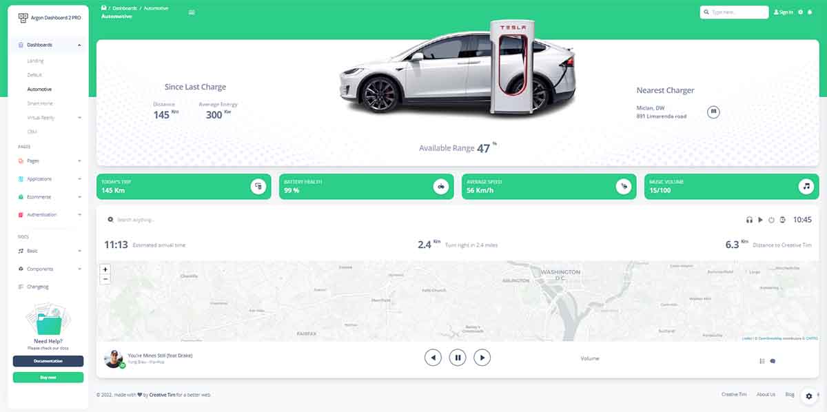 VueJS Argon Dashboard PRO - Automotive Page