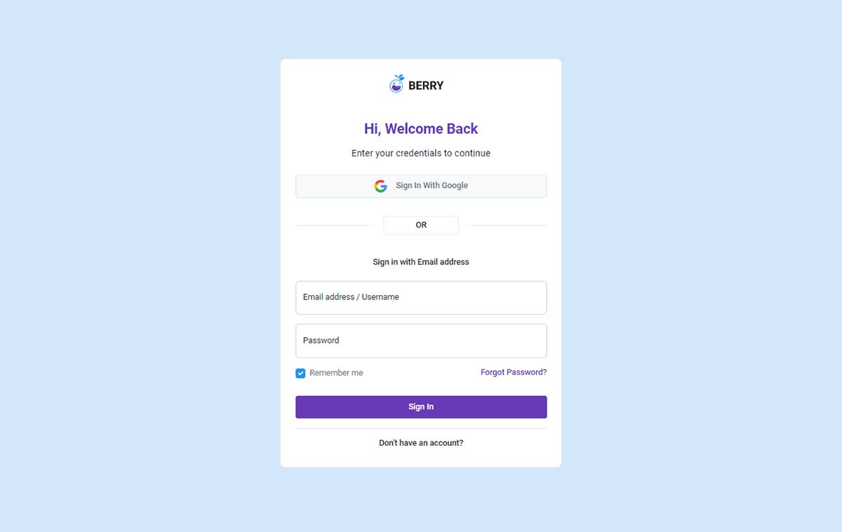 Berry Bootstrap 5 - Sign IN (free product)