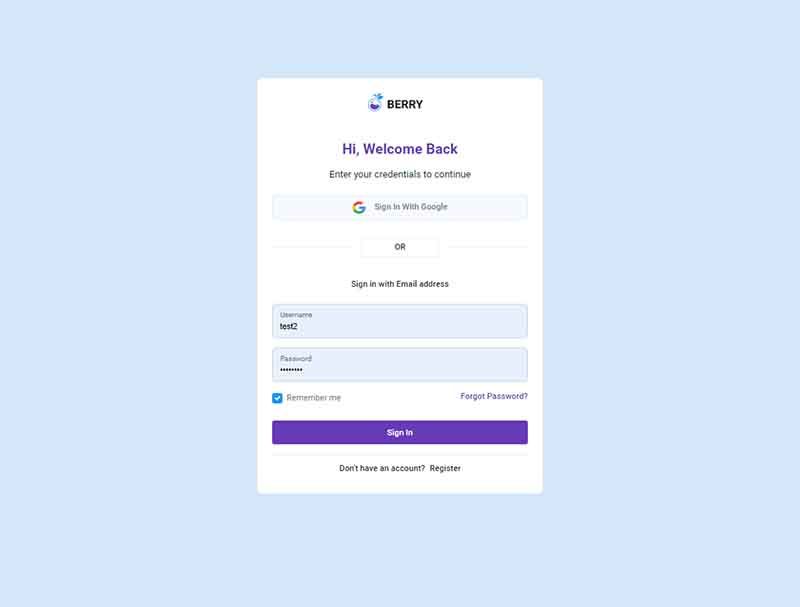 Flask Berry - Sign IN page by AppSeed