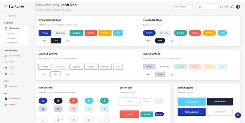 Star Admin - UI Elements page