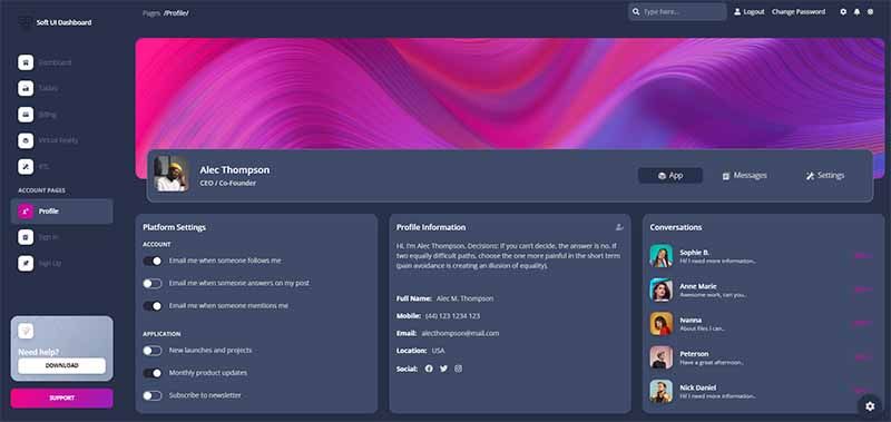 Django Soft Dashboard - Profile Page