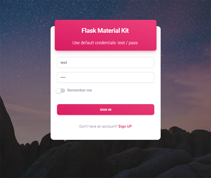 Flask Material Kit - Sign IN Page (crafted by AppSeed)