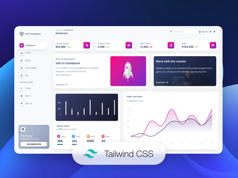 Django & Tailwind CSS - Soft Design (design Creative-Tim)