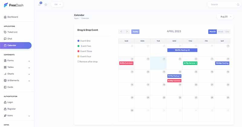 FreeDash - Bootstrap 5 Template (Calendar page)