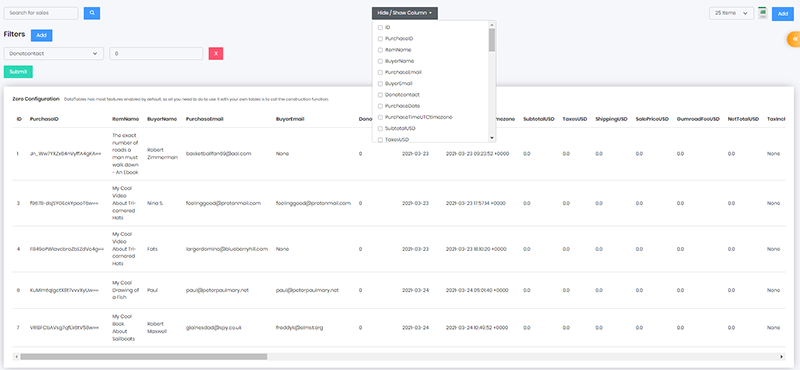 Django Gradient Able - dataTables View, crafted by AppSeed