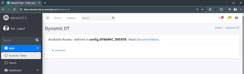 Dynamic Tables in Flask AdminLTE