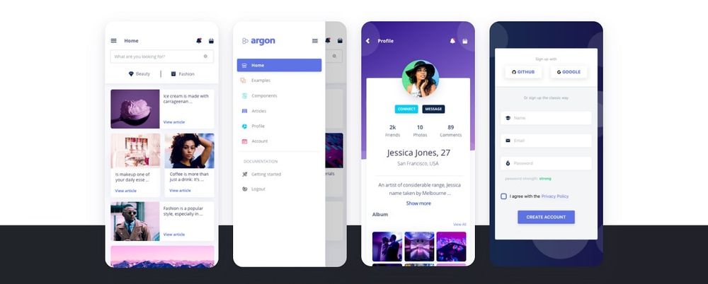 Argon React Native app模板 .html素材下载