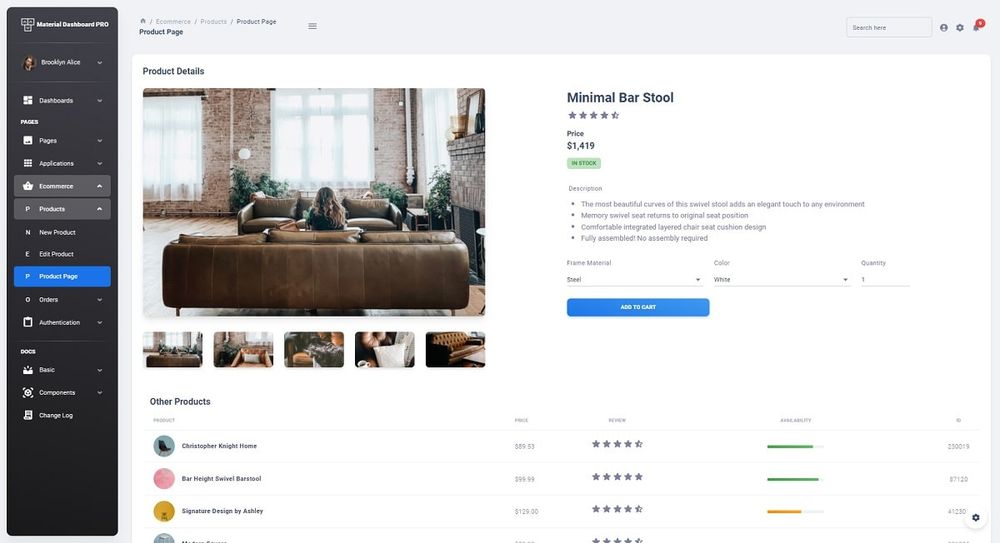 Material Dashboard React - TypeScript Version
