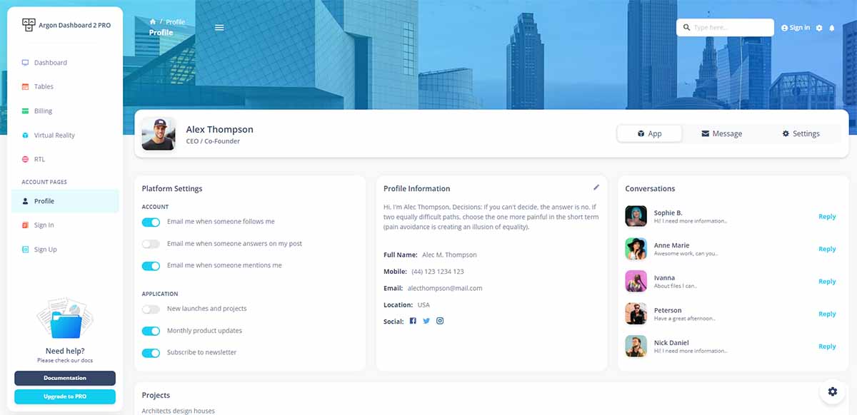 Argon MUI Template Open Source React Design