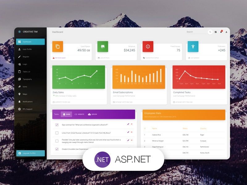 Material Dashboard React ASP.NET - Free Starter by Creative-Tim