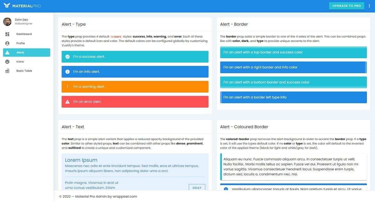 Material Vuetify Lite - Open-Source VueJS Template by WrapPixel