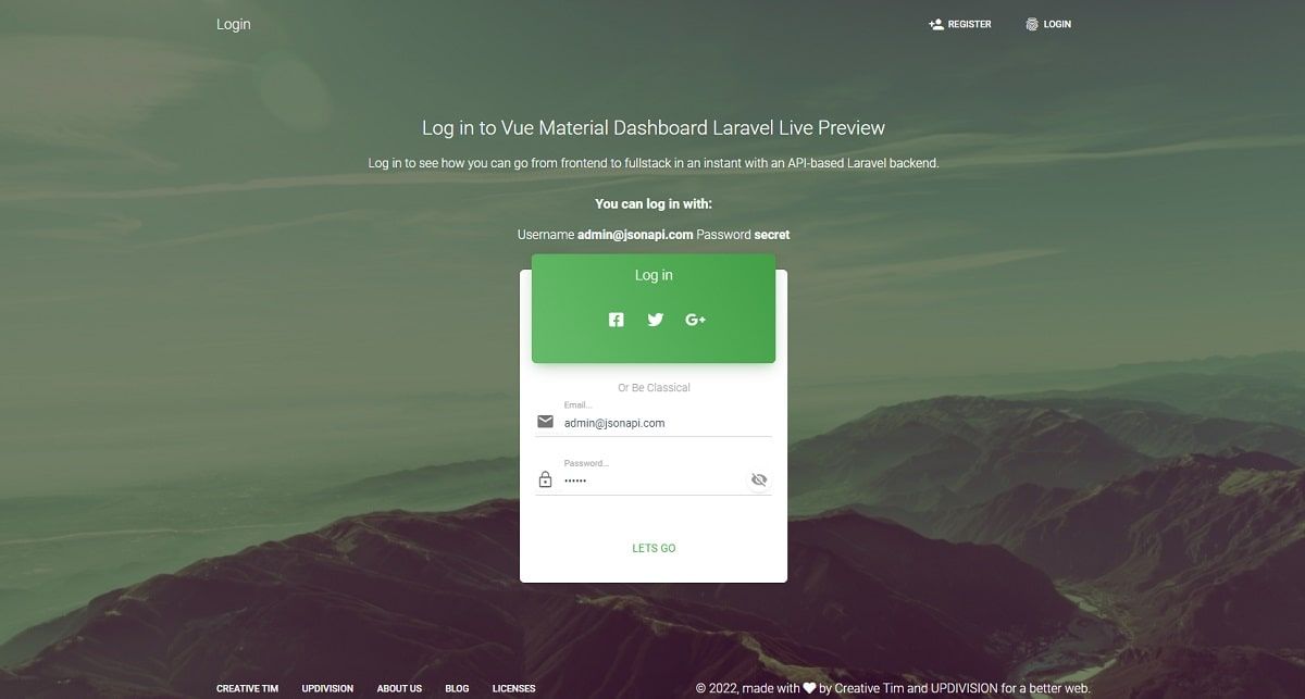 Vue Laravel Material - Open-Source Full-Stack Product