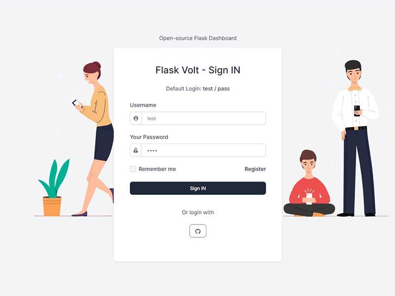 Flask OAuth via GitHub - Volt Bootstrap 5 (free starter)