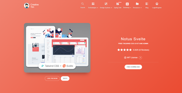 Admin Dashboard - Svelte Notus