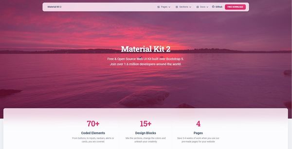 Material Kit 2 - Open-Source Bootstrap 5 Design.