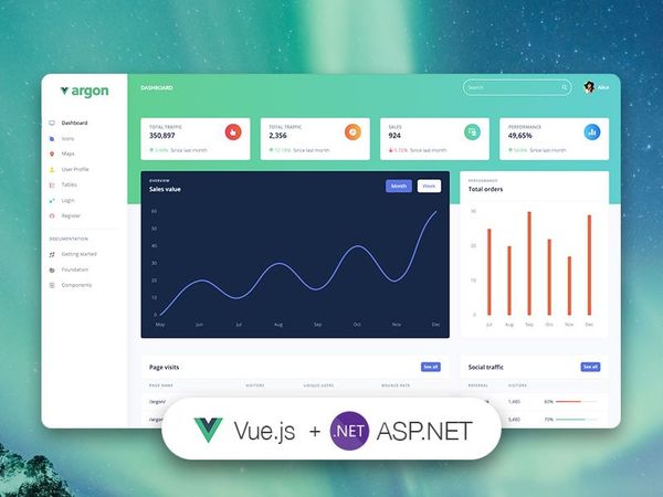Argon Dashboard - Powered by Vue & ASP.Net (free product)