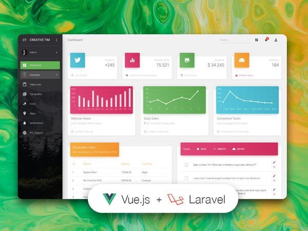 Vue Material Dashboard - Open-Source Laravel Starter