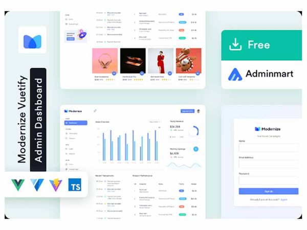 Modernize Free Vuetify - Free Vue Dashboard by AdminMart