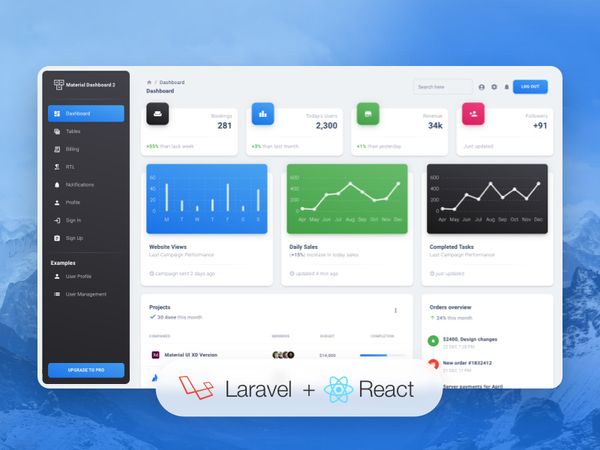 Laravel Dashboard - Crafted with Material Design & React