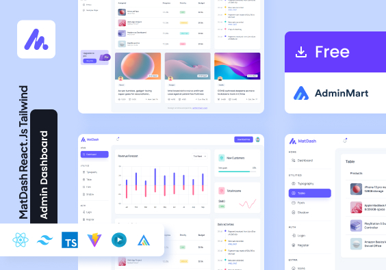 Matdash Tailwind React - Free template provided by AdminMart
